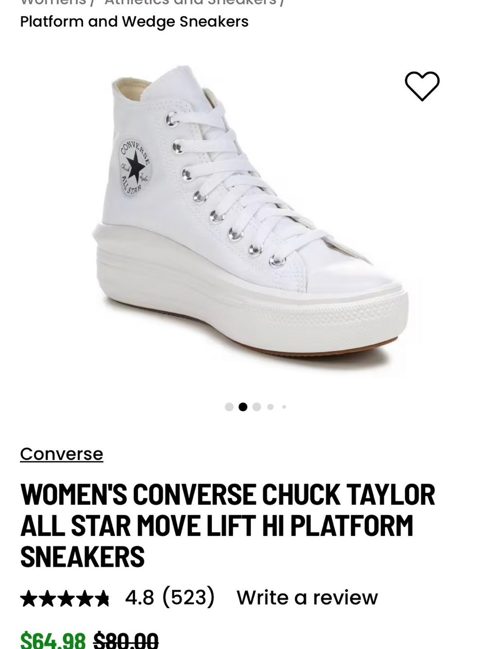 Converse Women's High Top Platform Sneakers in White